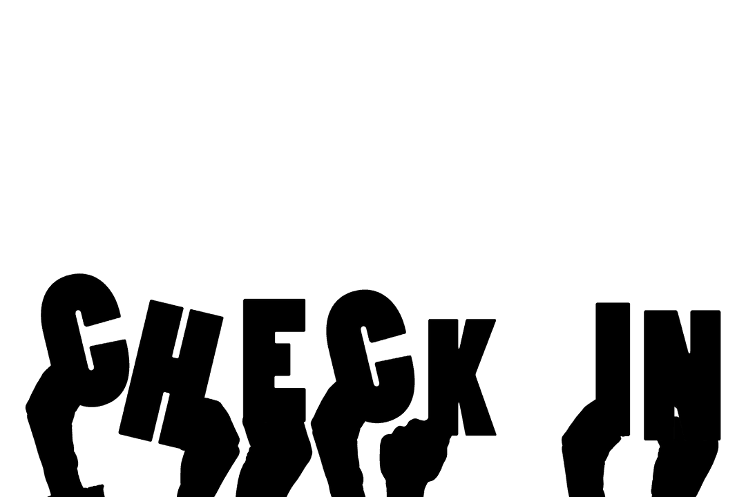 Transparent Check-in Text with Vacation Hands Illustration