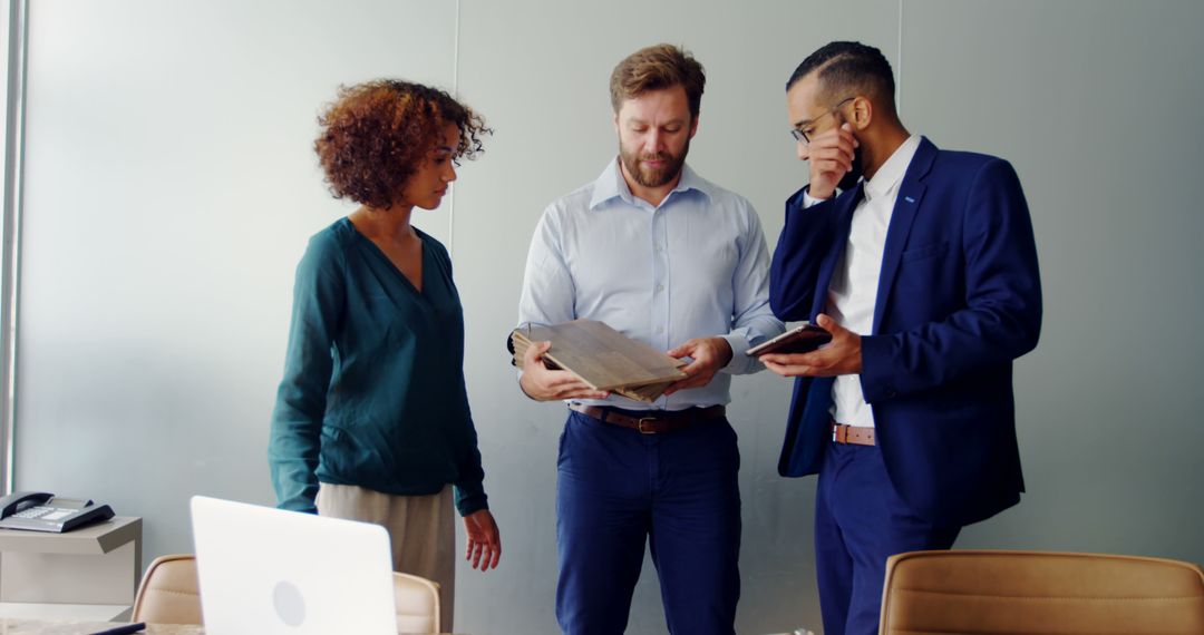 Diverse Professionals Collaborating on Office Strategy