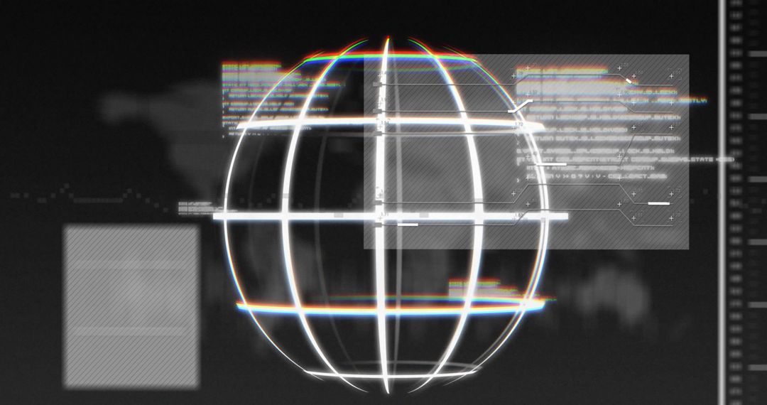 Abstract Digital Globe with Cyber Data Interface on Black Background