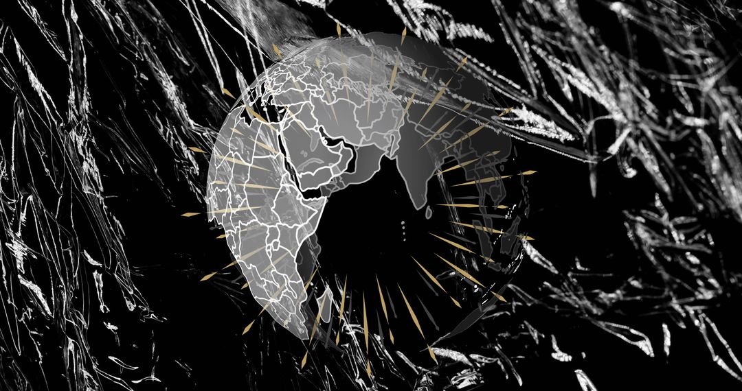 Futuristic Globe with Metallic Accent on Abstract Digital Background