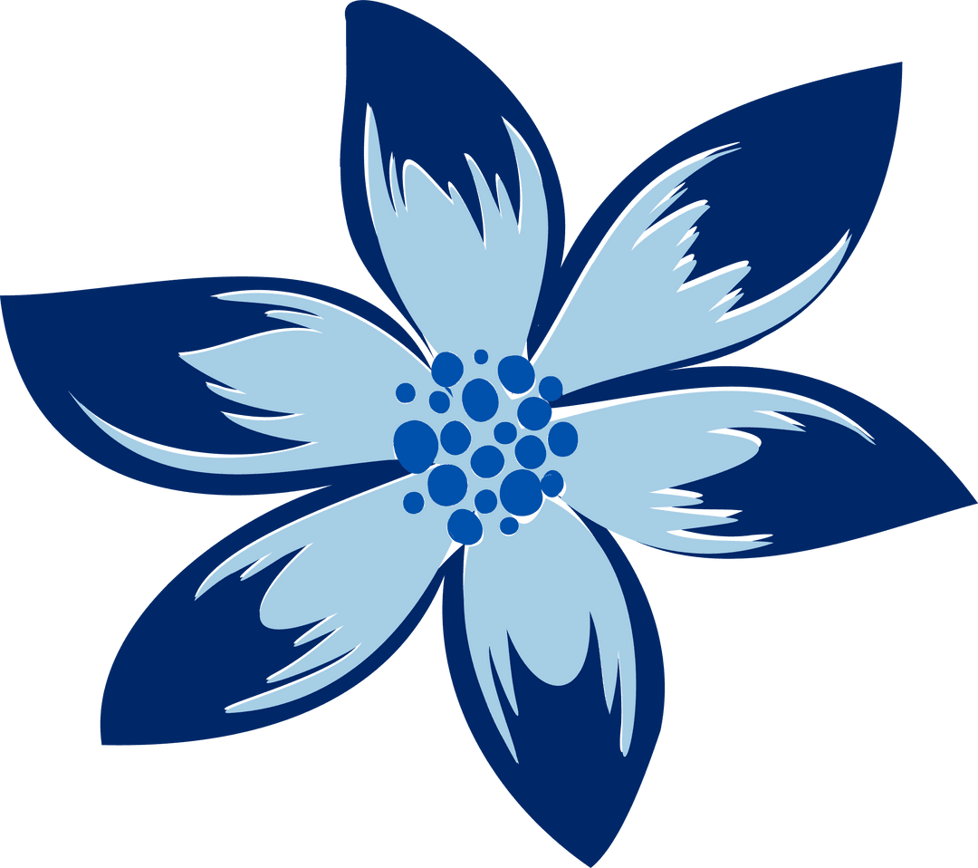Abstract Six-Petaled Flower with Blue Gradient Style on Transparent