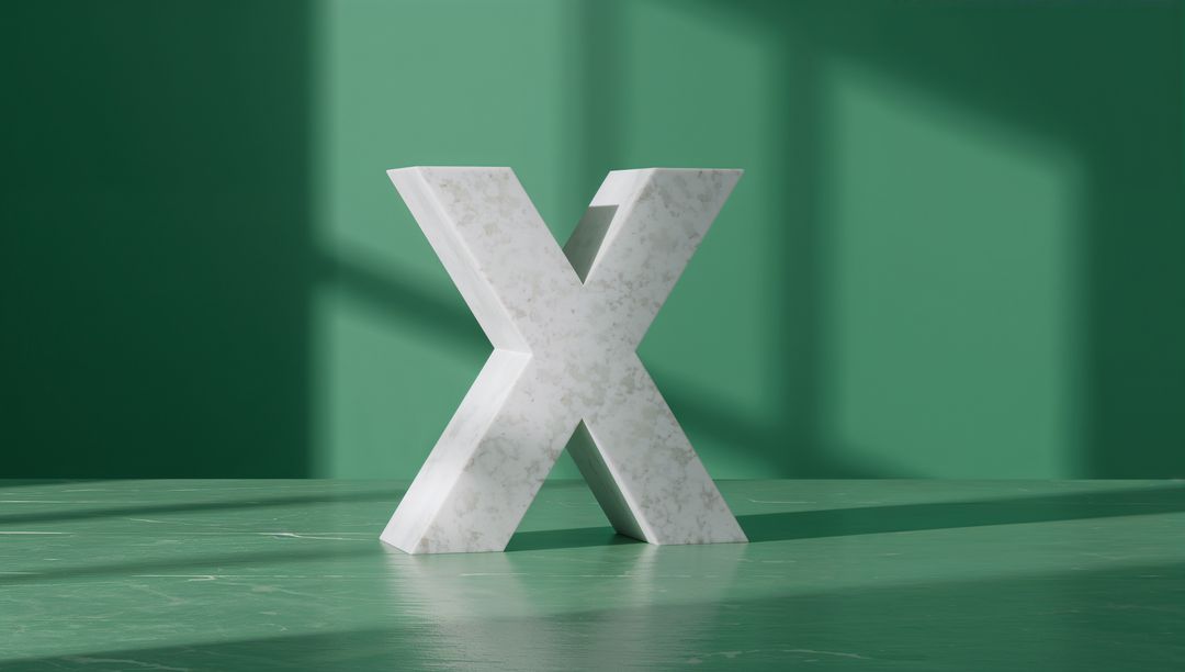 Freestanding Marble 3D X Against Green Background