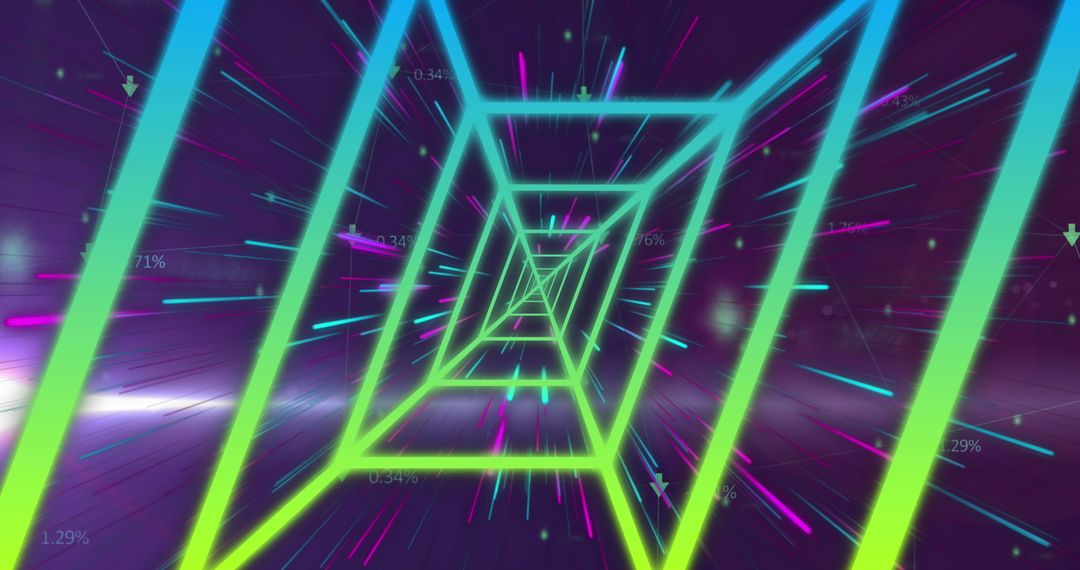 Colorful Glowing Tunnel and Microprocessor Connections