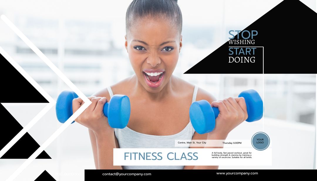 Woman Lifting Weights for Fitness Class Advertisement - Download Free Stock Templates Pikwizard.com