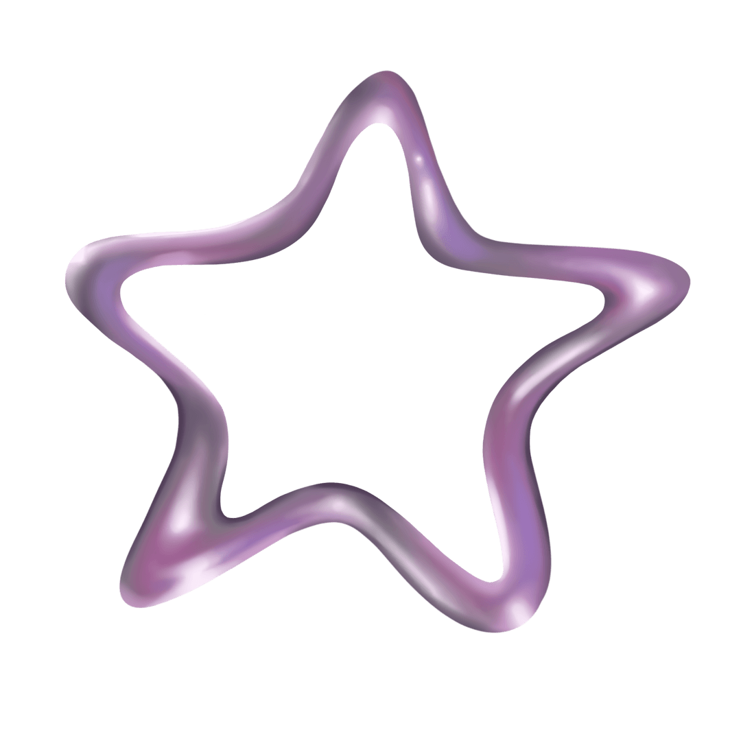 Glossy 3D Wavy Star Outline on Transparent Backdrop