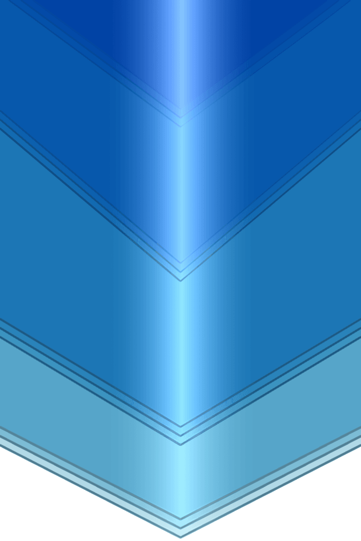 Abstract Blue V-Shaped Layers on Transparent Background