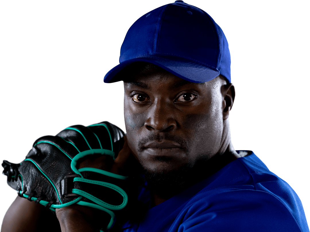 Focused Baseball Pitcher Holding Ball Transparent Background