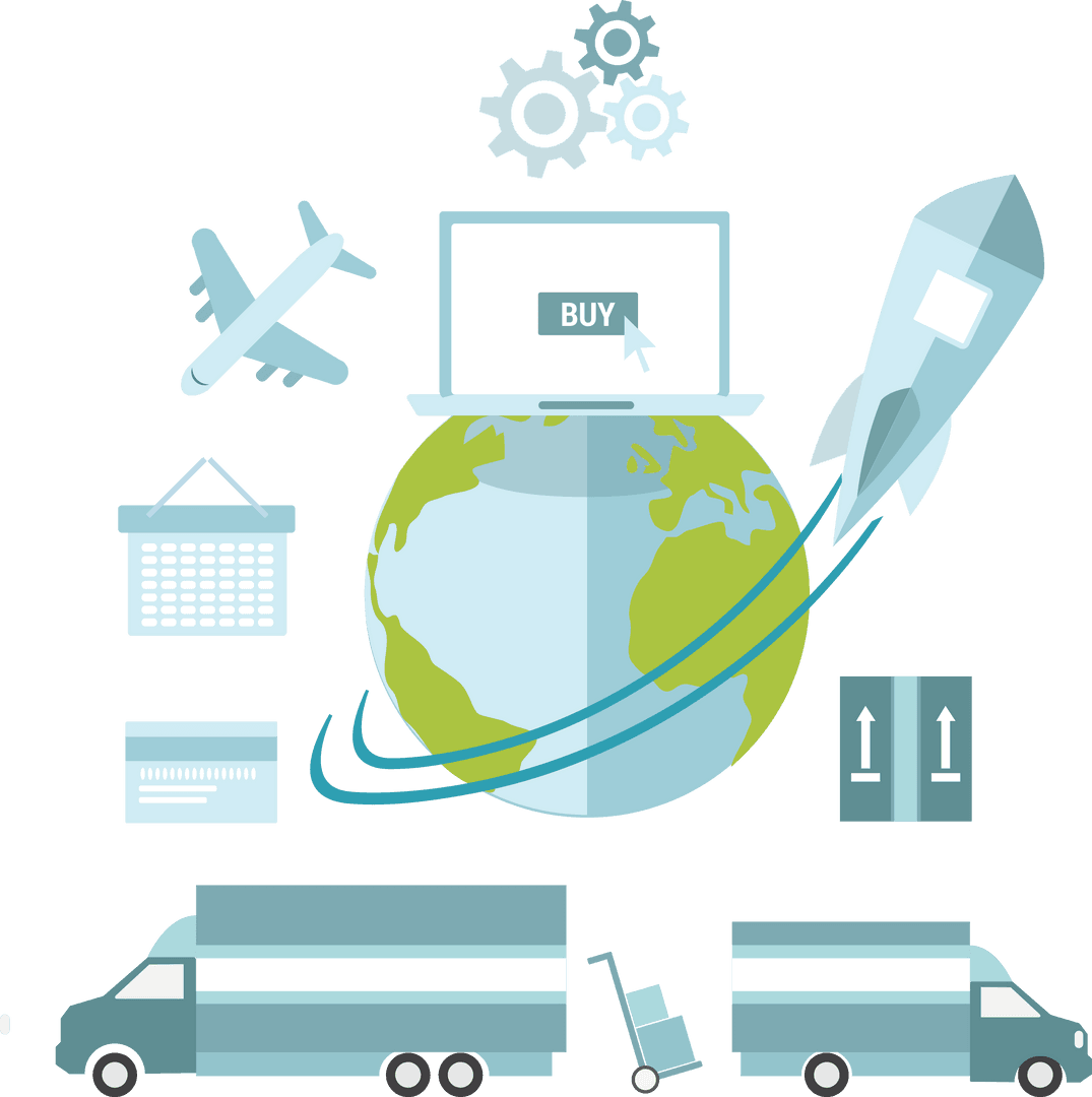 Transparent International Online Shopping Concept with Globe