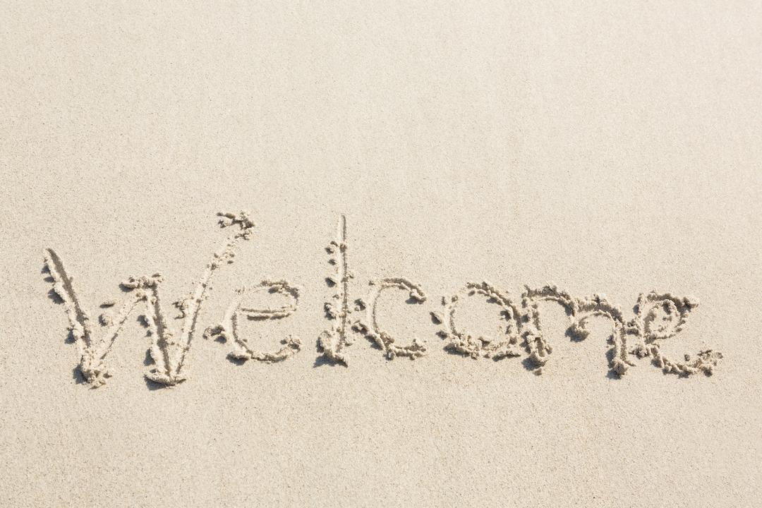 Welcome written on sand - Free Images, Stock Photos and Pictures on Pikwizard.com