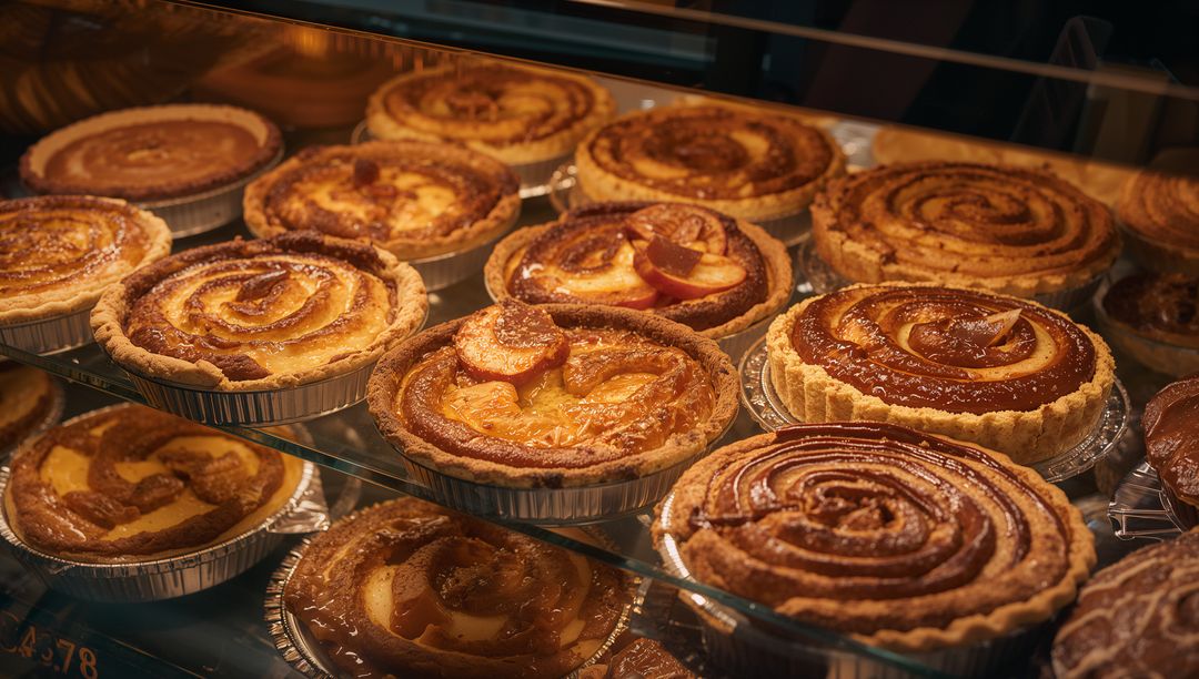 Assorted Fruit Tarts Illuminating Bakery Display