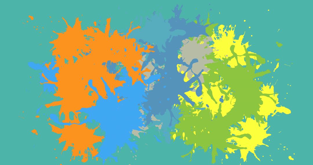 Vibrant Multicolor Paint Splashes on Green Background - Free Images, Stock Photos and Pictures on Pikwizard.com