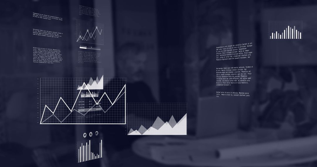 Businessman Analyzing Statistical Data on Futuristic Interface