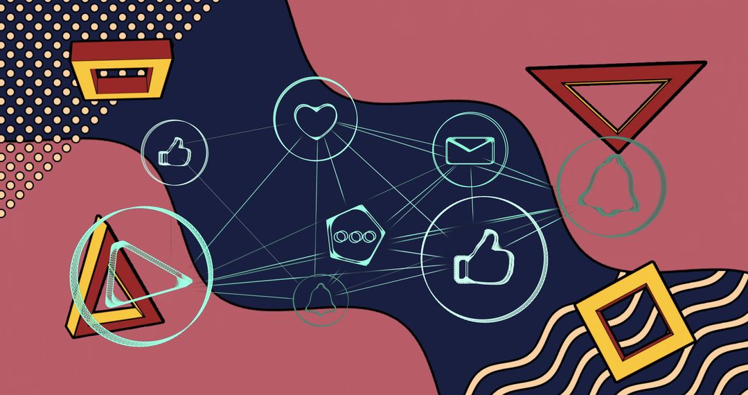 Digital Network Connectivity Display in Abstract Art Design