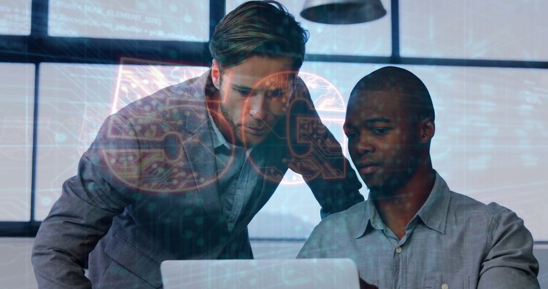 Diverse Team Analyzing 5G Data Technologies in Modern Office