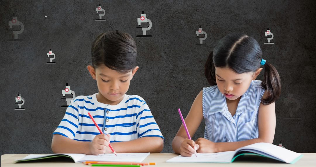 Children Engaged in Learning with Digital Elements Overlays