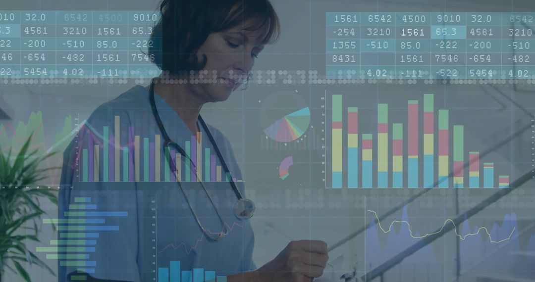 Healthcare Professional Analyzing Digital Medical Data on Clipboard