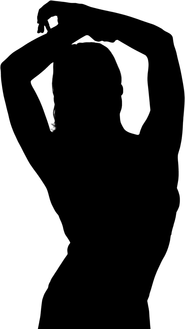 Silhouette of Active Woman Jumping on Transparent Background Vector