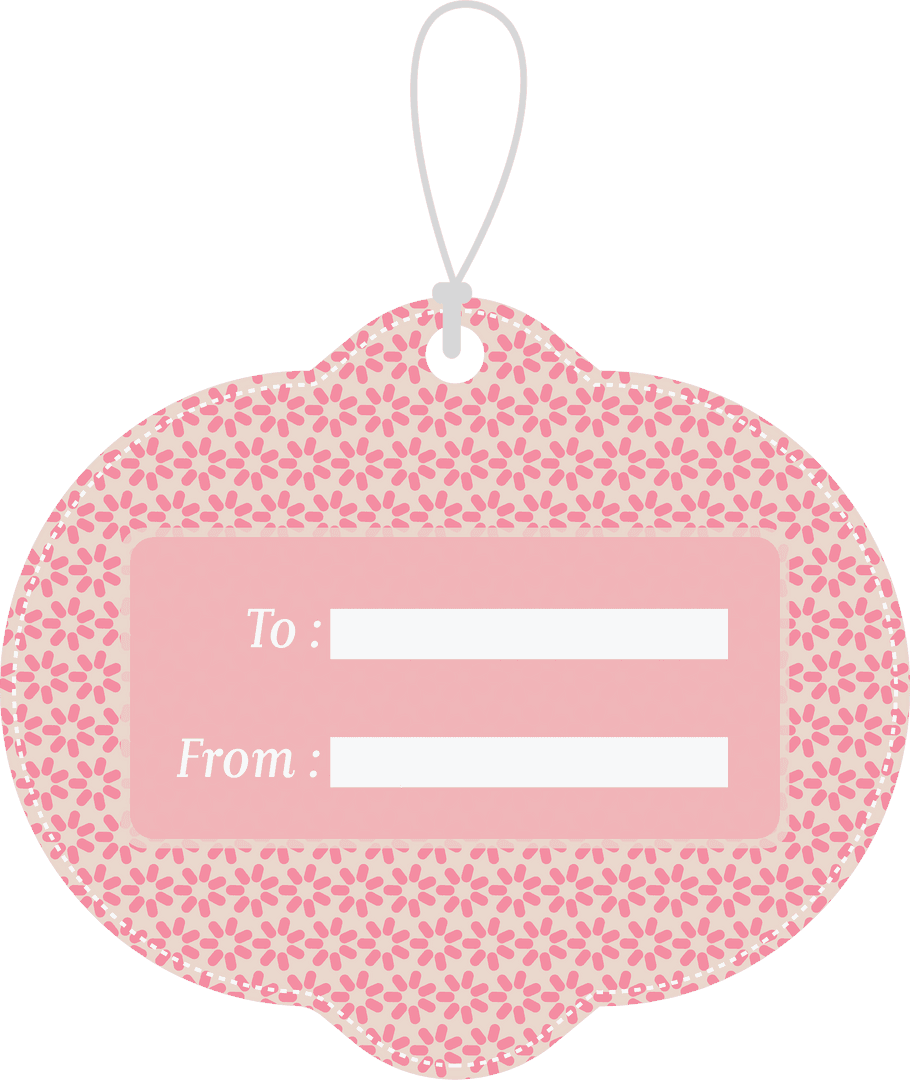 Pink Gift Tag With Decorative Pattern on Transparent Background