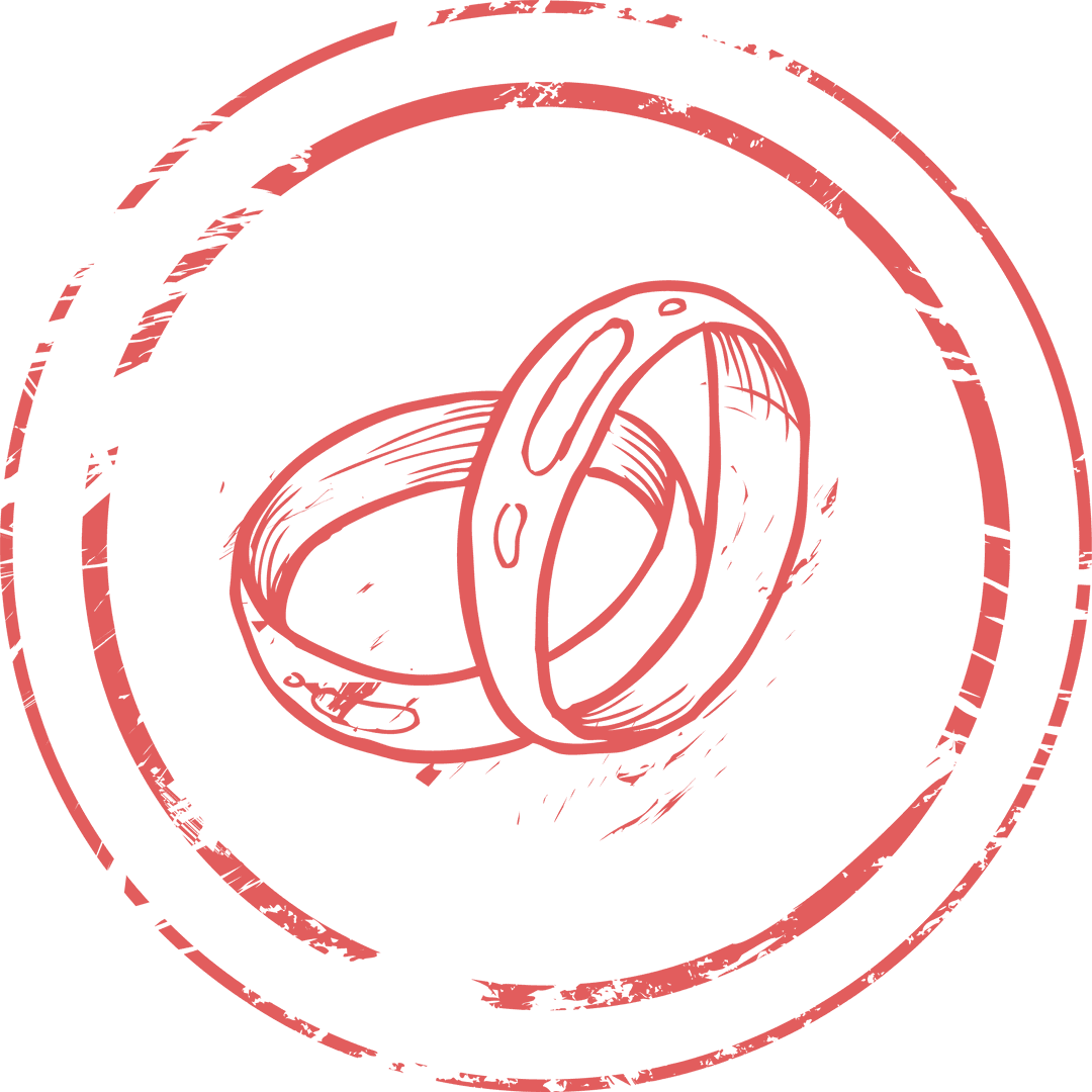 Minimalist Red Transparent Stamp with Overlapping Rings