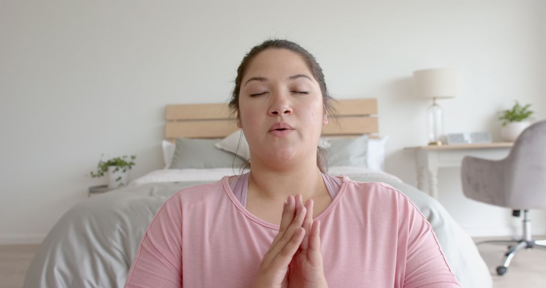 Mindful Meditation at Home Plus Size Woman