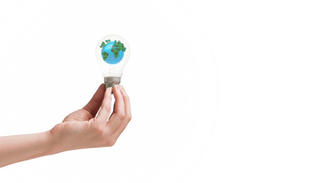 Transparent Light Bulb Features Earth and Greenery