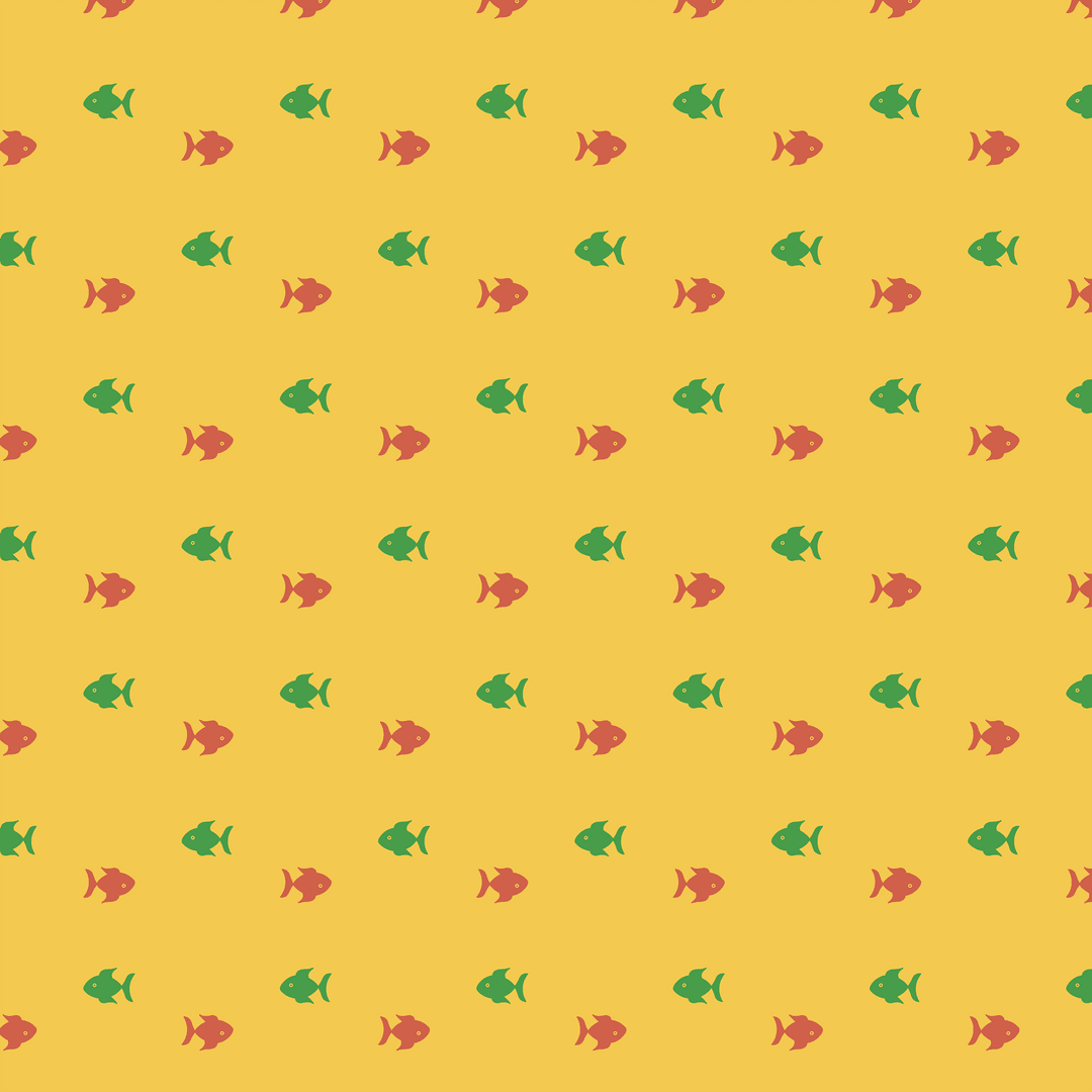 Transparent Fish Pattern on Yellow Background with Splash of Color