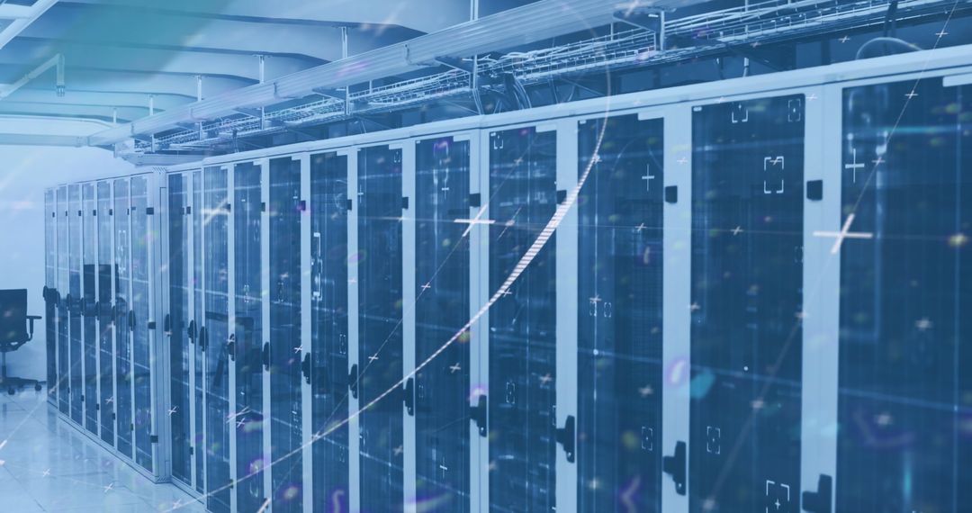 Digital Abstract Overlay on Modern Data Center Rows