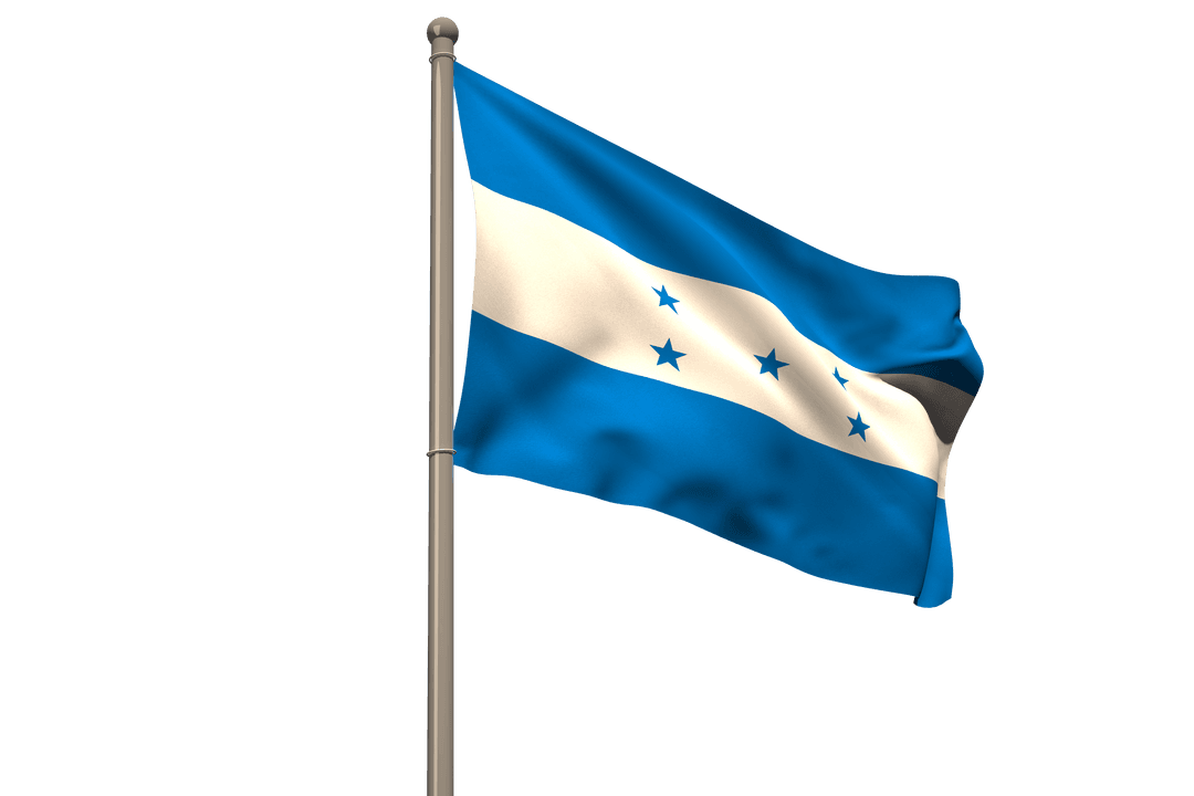 Transparent Honduran Flag Waving Against Invisible Background