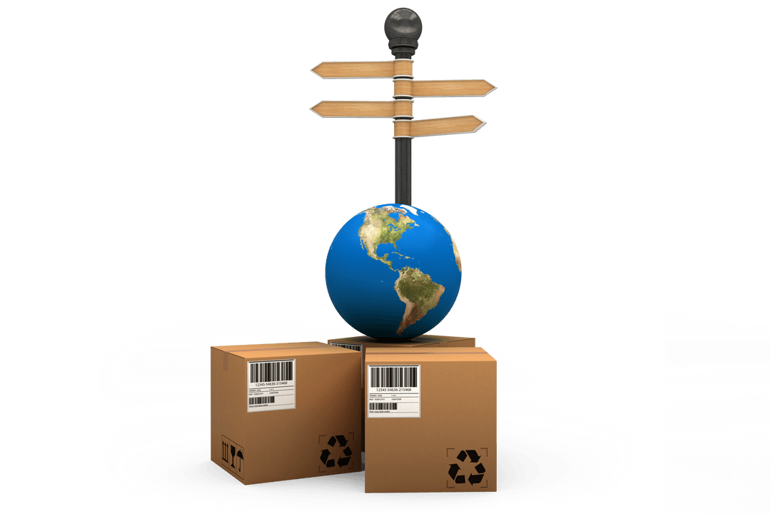 Transparent Boxes around Globe by Empty Road Signpost - Download Free Stock Images Pikwizard.com