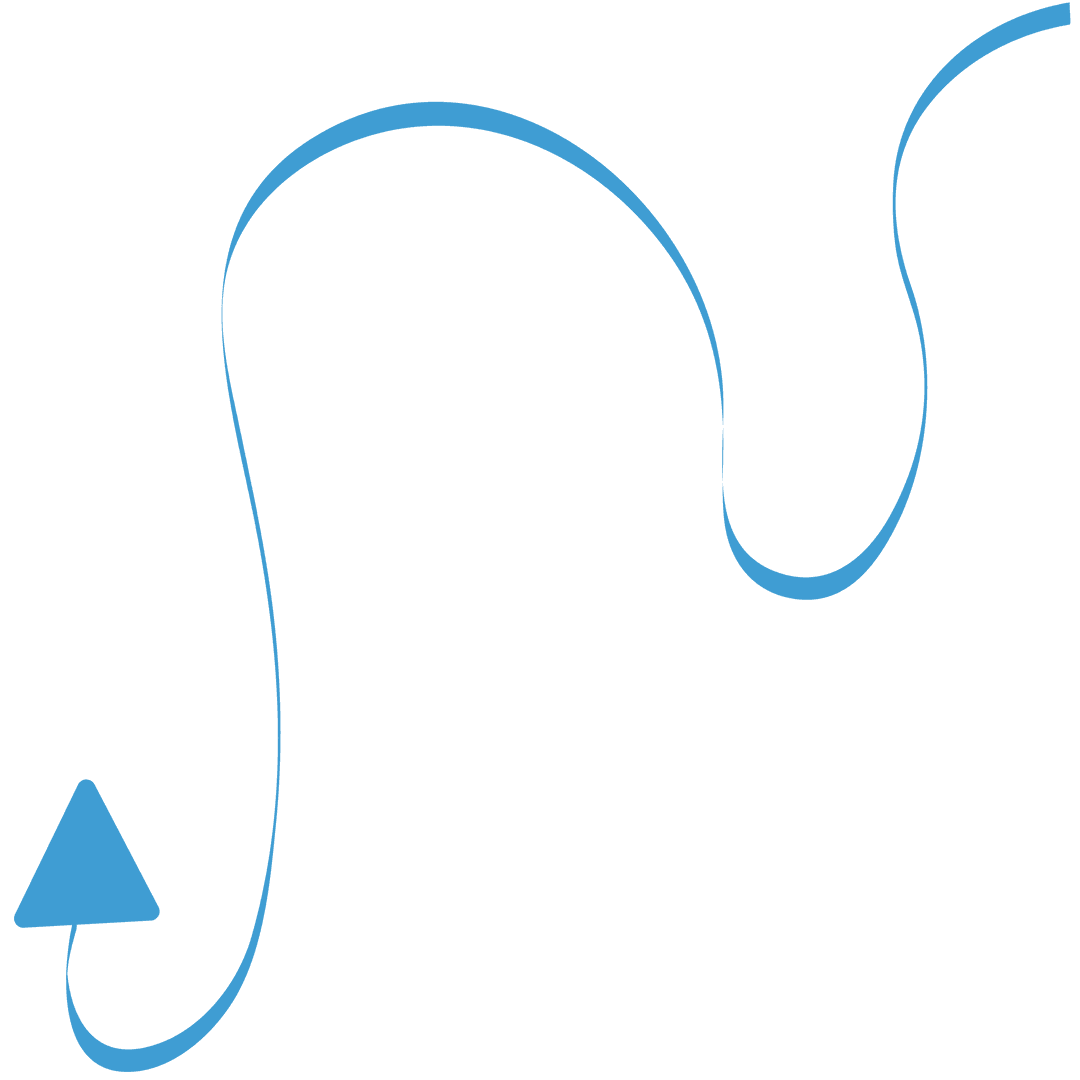 Curved Blue Arrow Highlighting Direction on Transparent Background
