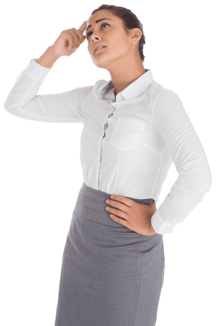 Transparent Confused Businesswoman Scratching Head