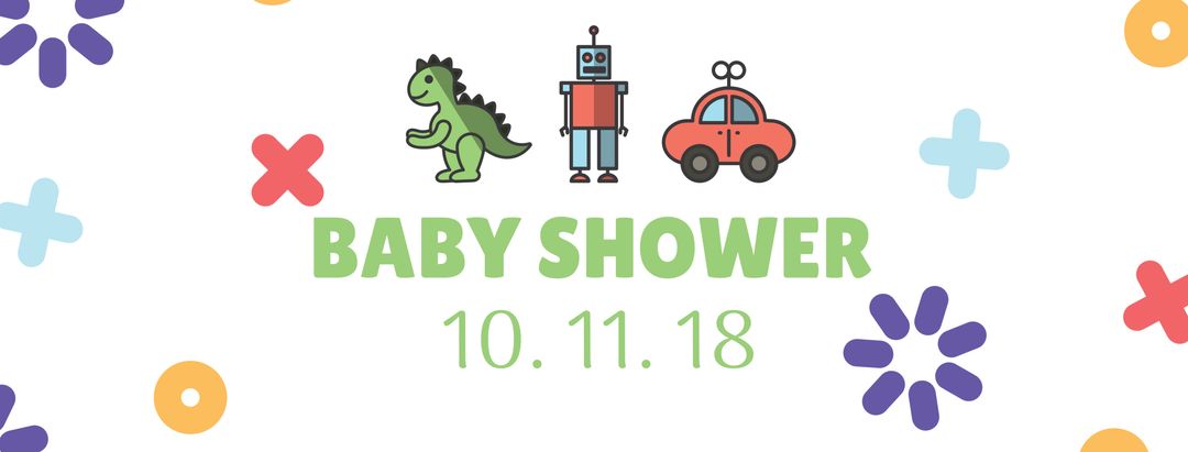 Playful Baby Shower Invitation with Dinosaurs and Robots