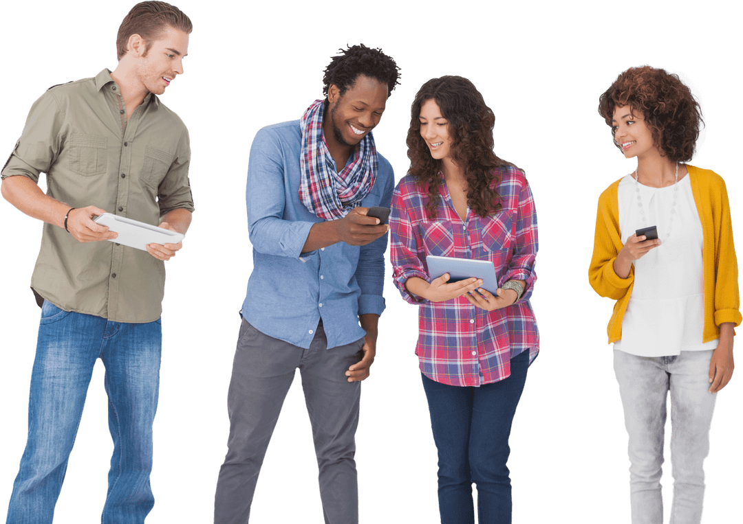 Transparent Group of Diverse Friends Using Mobile Devices - Download Free Stock Images Pikwizard.com
