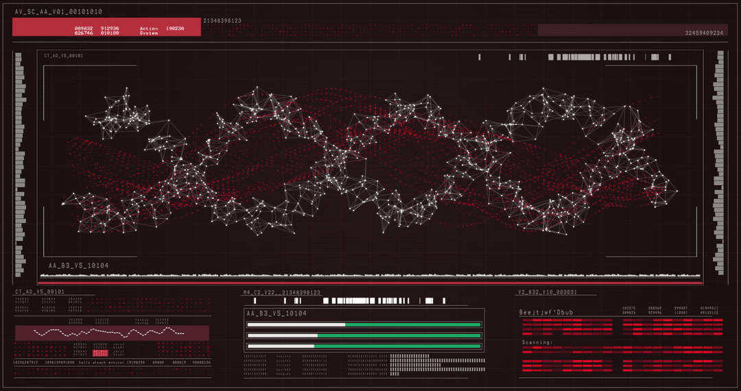 Futuristic Interface with Molecular Designs on Transparent Background