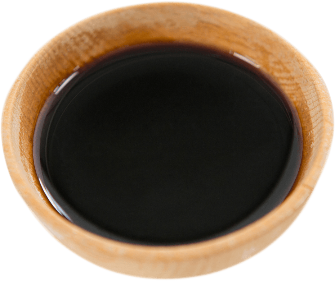 Soy Sauce in Wooden Bowl Transparent Background