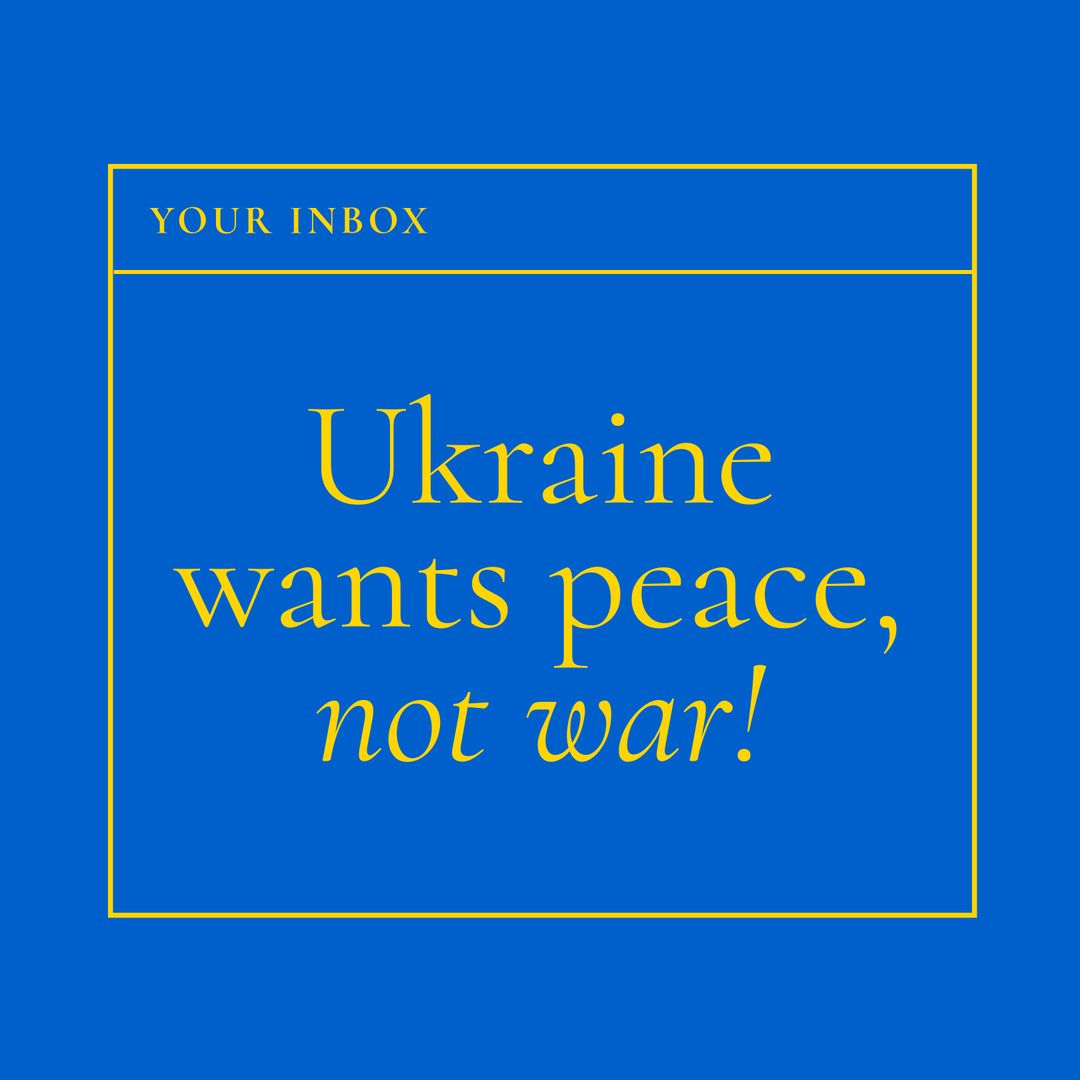 Ukraine Wants Peace Text Over Blue Background