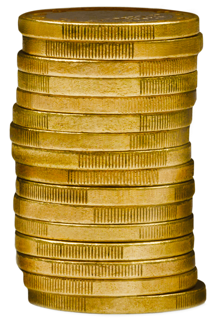Golden Coins Stack on Transparent Background for Finance Concepts