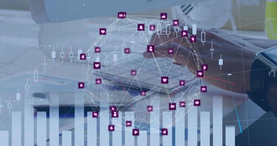 Digital Networking Overlaid with Stock Market Analytics
