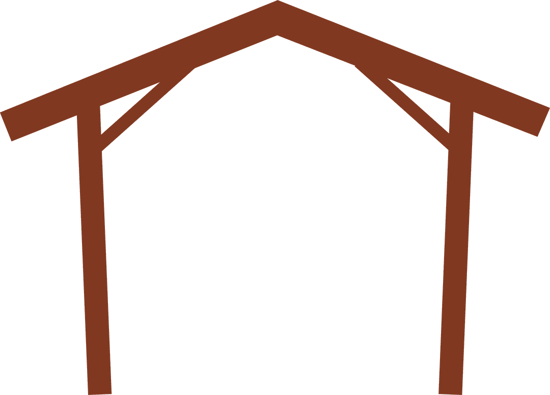 Simple Gable Roof Frame with Red-Brown Beams Transparent Design
