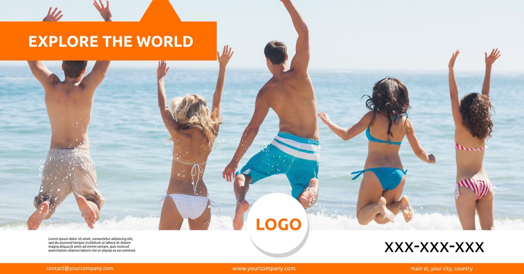 Children Joyfully Running Towards Sea in Fun Summer Scene