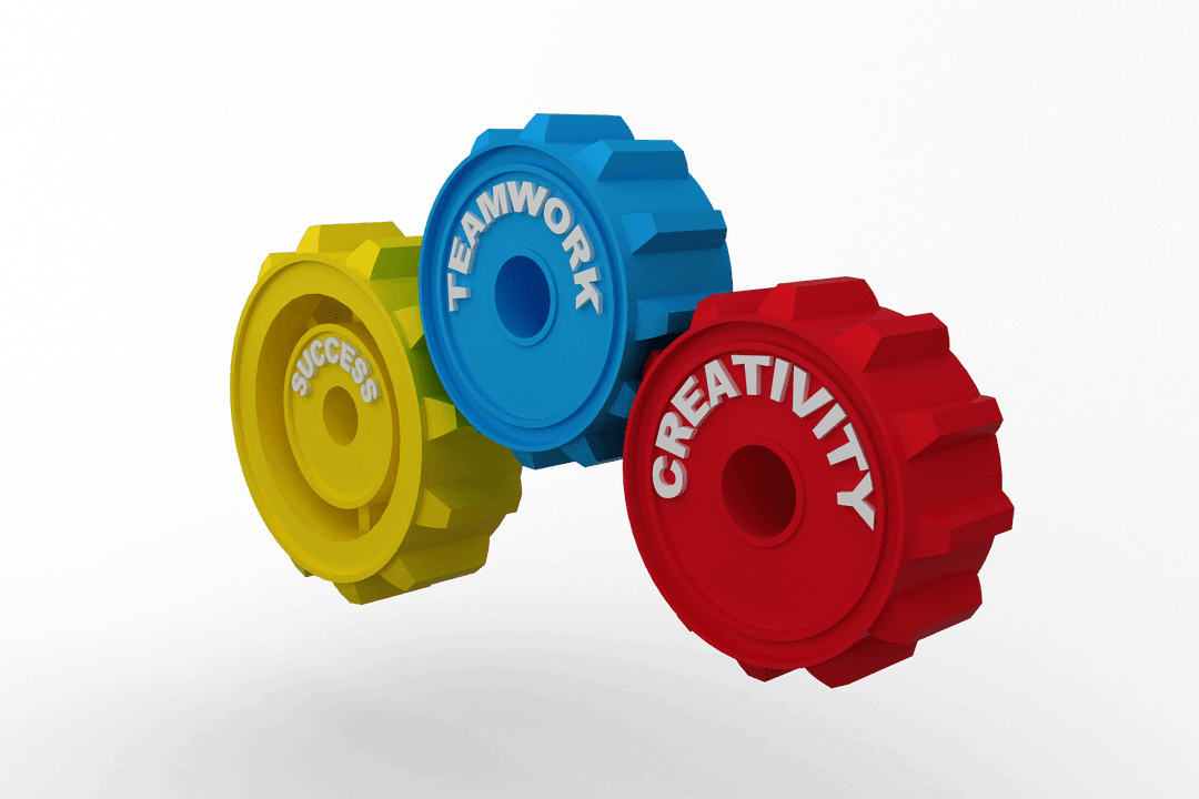 Transparent Vector Gears with Success Teamwork Creativity