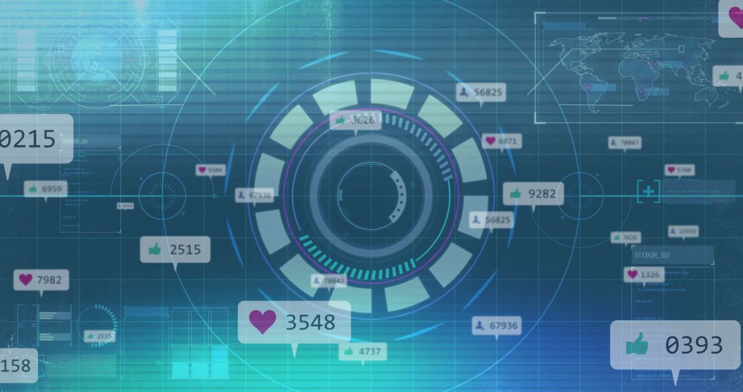 Futuristic HUD Interface with Digital Analytics Visualization