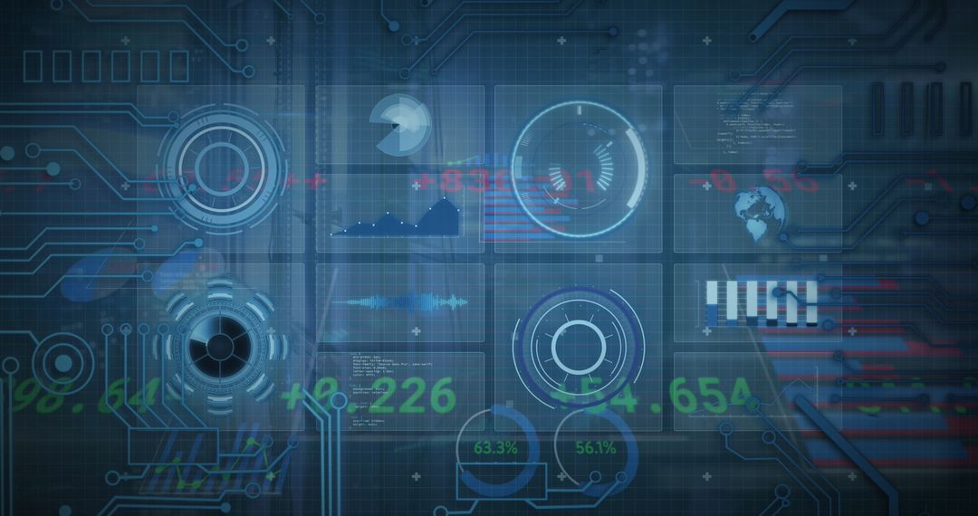 Digital Infographic Interface with Financial Data Holograms