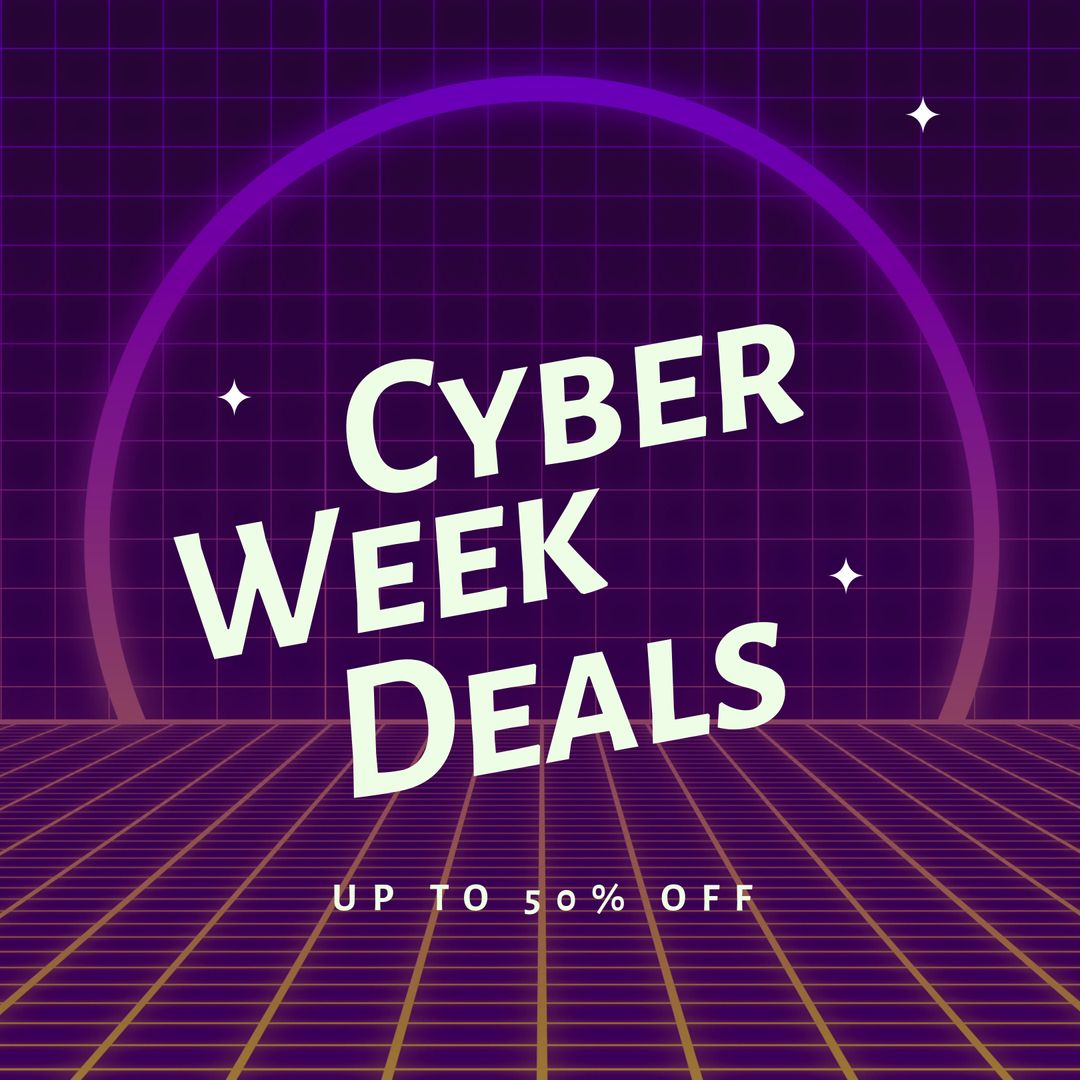 Cyber Week Sale Announcement with Glowing Retro Design