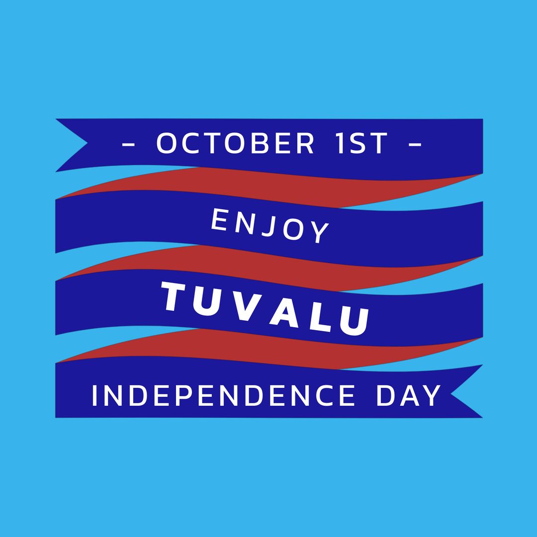 Tuvalu independence day text over blue and red banner against blue background - Download Free Stock Templates Pikwizard.com