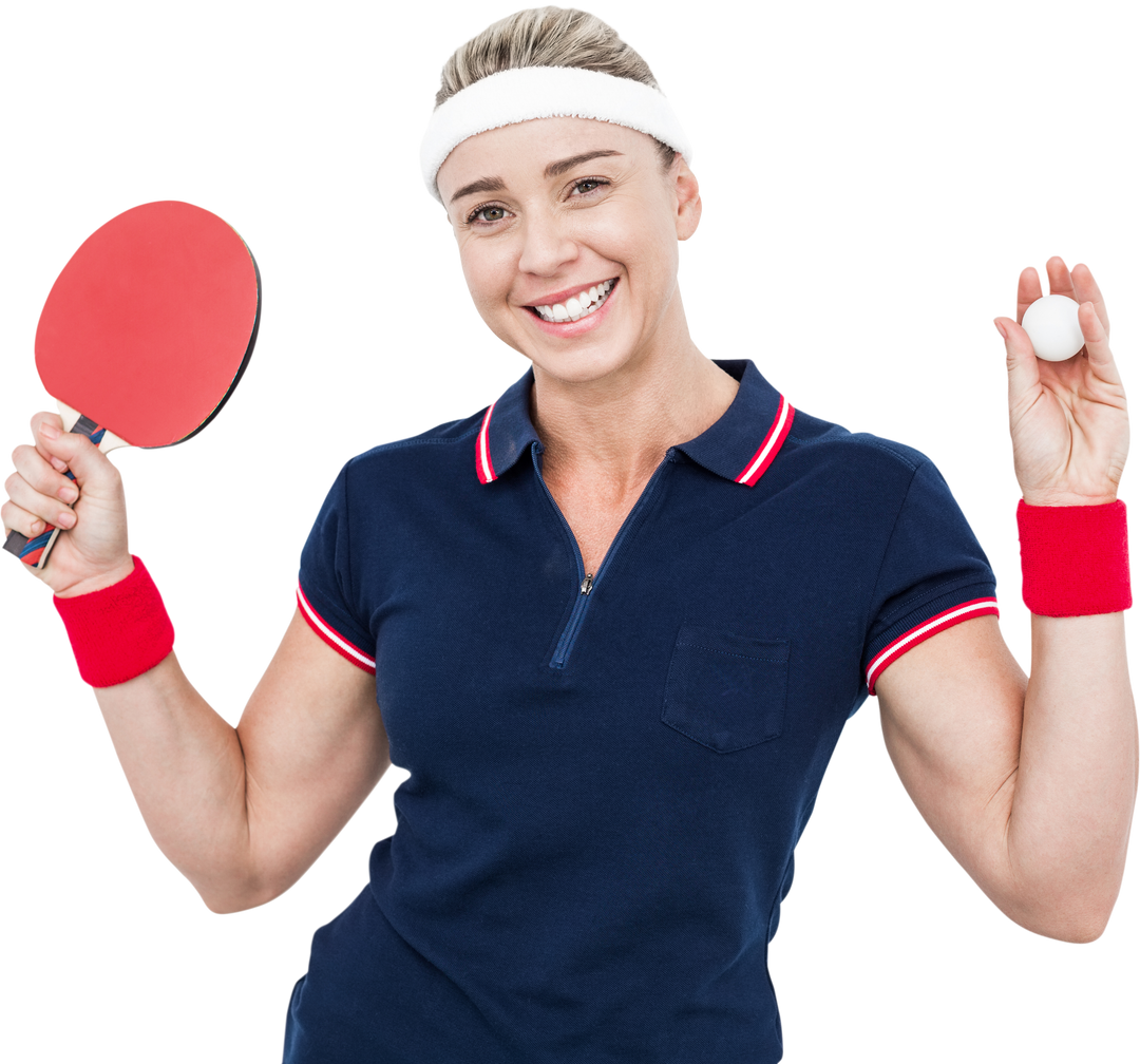 Female Athlete Posing with Ping Pong Paddle and Ball | Transparent Background - Download Free Stock Images Pikwizard.com