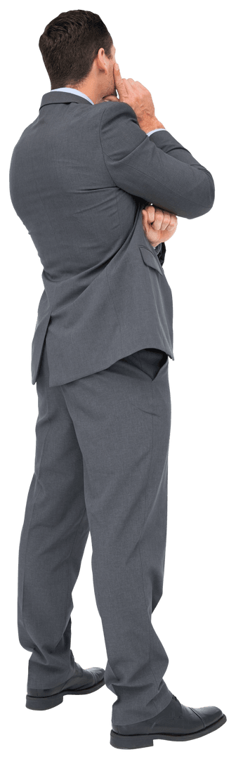 Transparent Businessman Thinking Isolated on White