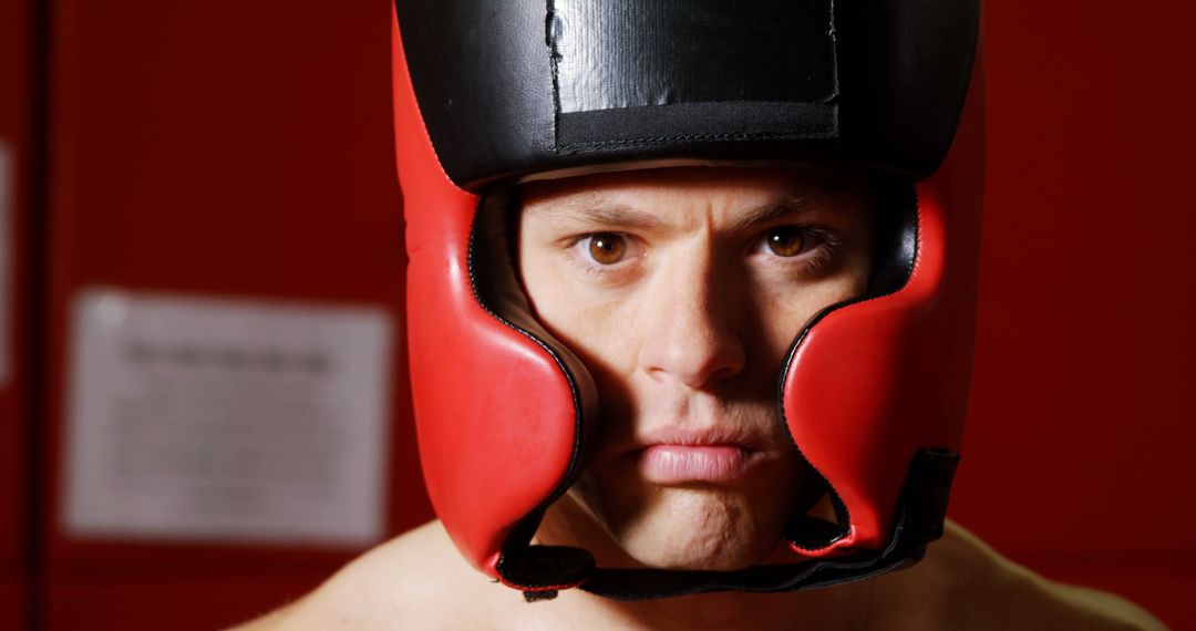 Determined Man Wearing Boxing Headgear in Gym - Free Images, Stock Photos and Pictures on Pikwizard.com