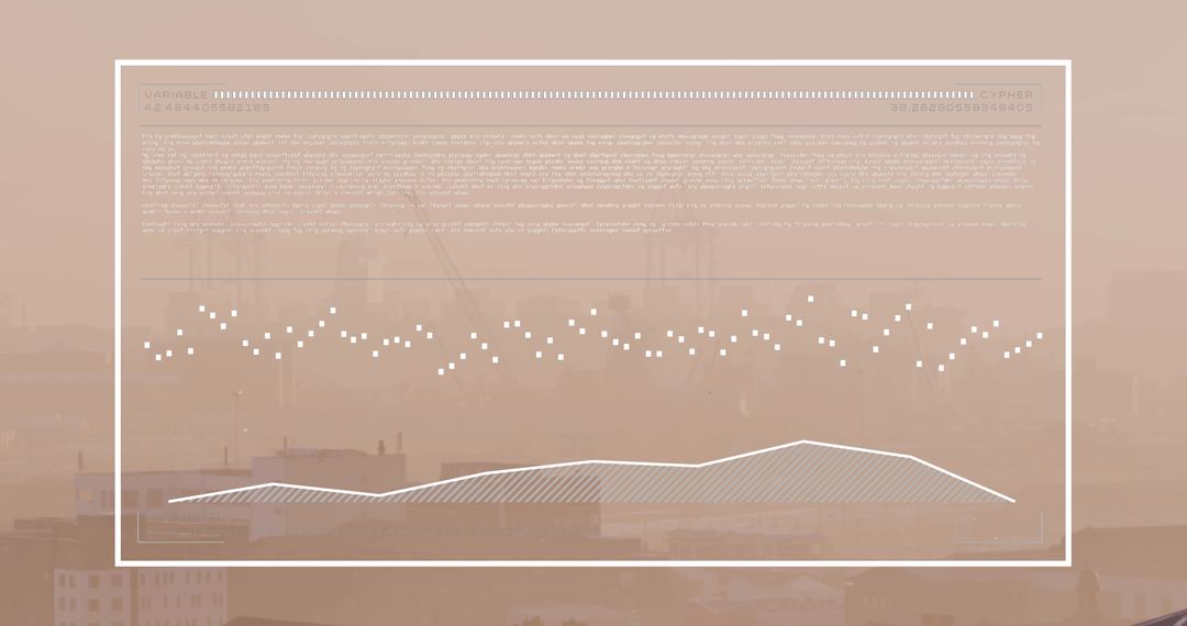 Digital Interface Over Urban Skyline Analyzing Complex Data Trends