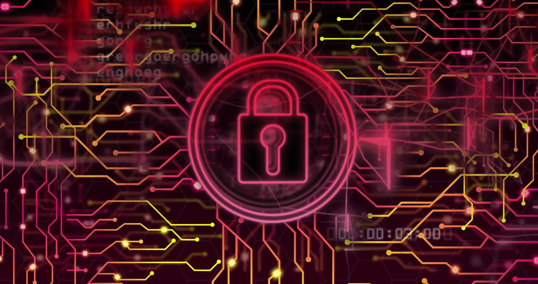 Digital Padlock Cybersecurity Circuit Board
